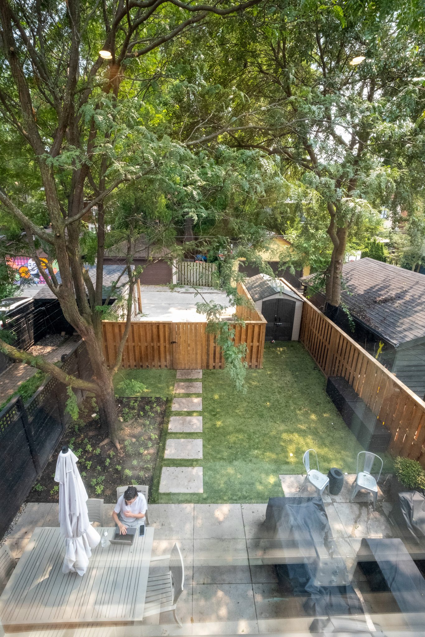 Landscaped backyard, High Park renovation, Toronto